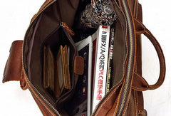 Vintage Cool Leather Briefcase Handbag Business Briefecases Shoulder Bag for men
