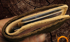 Handmade Leather Mens Cool Slim Leather Wallet Men billfold Wallets Bifold for Men - imessengerbags