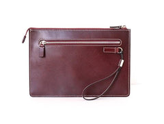 Cool Handmade Leather Mens Wristlet Bag Clutch Zipper Clutch for Men