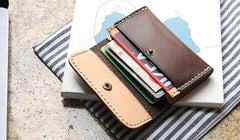 Leather Mens Card Wallet Front Pocket Wallets Small Slim Wallets Change Wallet for Men - imessengerbags