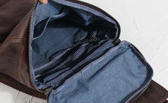 Genuine Leather Mens Cool Backpack Sling Bag Large Black Travel Bag Hiking Bag for men - imessengerbags