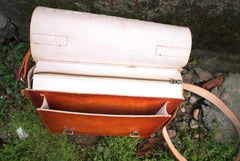 Handmade Leather Cool Mens Brown Briefcase Messenger Bag School Bag for men - imessengerbags