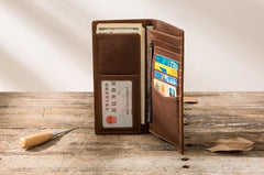 Cool Vintage Slim Mens long Wallet Leather Wallet Bifold Long Wallets for Men - imessengerbags