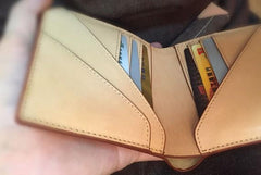 Handmade Leather Mens Cool billfold Leather Wallet Men Slim Wallet Bifold for Men - imessengerbags