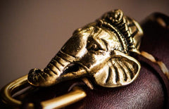 Handmade Leather Tooled Ganesh Mens Chain Biker Wallet Cool Leather Wallet Zipper Long Phone Wallets for Men