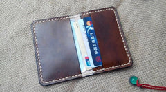 Mens Leather Slim Front Pocket Bifold Small Wallets Card Wallet for Men - imessengerbags