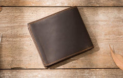 Coffee Cool Leather Mens Slim Small Wallet Bifold Vintage billfold Wallet for Men - imessengerbags