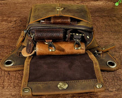 Mens Leather Biker Drop Leg Bag Waist Bag Belt Pouch Pack Side Bag for Men