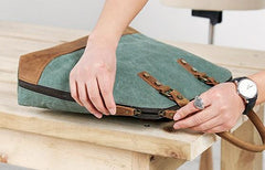 Mens Canvas Leather Briefcase Handbag Work Bag Business Bag for Men