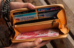 Handmade Leather Mens Chain Biker Wallet Cool Leather Wallet Long Clutch Wallets for Men