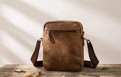 Cool Mens Small Leather Brown Bag Messenger Bags Shoulder Bags  for Men