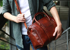 Vintage Leather Cool Mens Handbag Shoulder Bag Travel Bag for men - imessengerbags