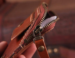 Genuine Leather Mens Cool Phone Key Wallet Card Slim Wallet Key Holder Car Key Case for Men - imessengerbags