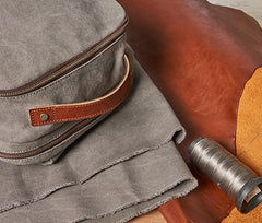 Cool Canvas Leather Mens Backpack Canvas Travel Bag Canvas School Bag for Men