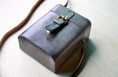 Handmade Brown Leather Mens Small Box Bag Shoulder Bag Messenger Bags for Men