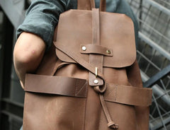 Cool Coffee Mens Leather Backpack Travel Backpacks Laptop Backpacks for men - imessengerbags