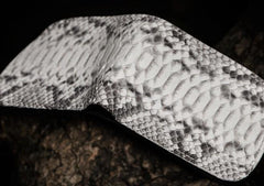 Handmade Leather Boa Skin Tooled Mens billfold Wallet Cool Slim Wallet Biker Wallet for Men - imessengerbags