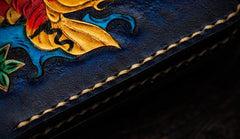 Handmade Leather Carp Tooled Mens billfold Wallet Cool Leather Wallet Slim Wallet for Men - imessengerbags