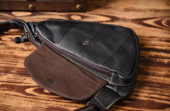Genuine Leather Mens Cool Chest Bag Sling Bag Crossbody Bag Travel Bag Hiking Bag for men - imessengerbags