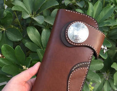 Handmade Leather Biker Wallet Mens Cool Chain Wallet Trucker Wallet with Chain - imessengerbags