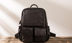 Cool Mens Leather Backpacks Black Travel Backpacks Laptop Backpack for men