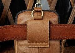 Leather Mens WAIST POUCH with Belt Loop Cell Phone Holster Belt Pouch for Men - imessengerbags
