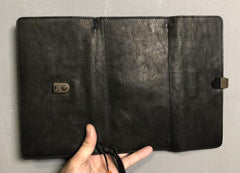 Genuine Leather Mens Clutch Cool Slim Wallet Passport Travel Clutch Wristlet Wallet for Men - imessengerbags