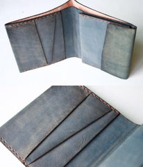 Handmade Vintage Leather Mens Small Bifold Wallet Cool billfold Wallet for Men - imessengerbags