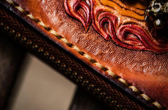 Handmade Leather Tibetan Mens billfold Wallet Cool Chain Wallet Biker Wallet for Men - imessengerbags