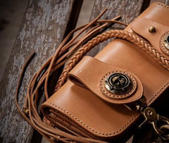 Handmade Leather Mens Chain Biker Wallet Cool Leather Wallet With Chain Wallets for Men - imessengerbags