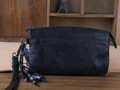 Handmade Genuine Leather Mens Cool Long Leather Wallet Zipper Clutch Wristlet Wallet for Men - imessengerbags