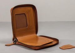 Vintage Leather Mens Small Wallet Zipper Small Wallet for Men - imessengerbags