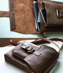 Handmade Vintage Leather Mens Small Messenger Bag Coffee Cell Phone Shoulder Bag for Men - imessengerbags