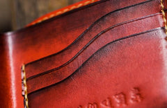 Handmade Leather Chinese Lion Tooled Mens billfold Wallet Cool Leather Wallet Slim Wallet for Men - imessengerbags