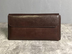 Handmade Leather Mens Cool Wallet Long Leather Wallet Clutch Wristlet Wallet for Men Women - imessengerbags