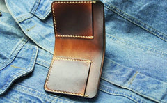 Vintage Coffee Leather Mens Slim Small Wallet Leather Bifold Wallets for Men - imessengerbags