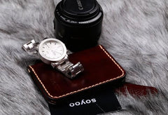 Leather Mens Slim Front Pocket Bifold Small Wallets Card Wallet for Men - imessengerbags