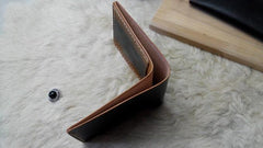 Black Leather Mens Bifold Small Wallet Leather Small Wallets for Men - imessengerbags