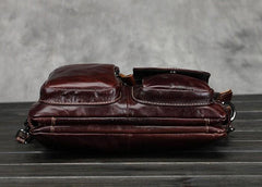 Cool Small Coffee Leather Mens Messenger Bag Shoulder Bag for Men