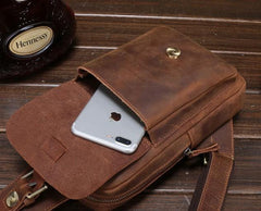 Vintage Leather Mens Sling Shoulder Bag Sling Bag Chest Bag Sling Backpack for men - imessengerbags