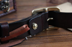 Genuine Leather Punk Rock Biker Trucker Mens Belt Men Black Coffee Belt for Men