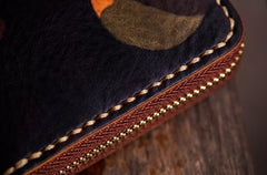 Handmade Leather Men Camouflage Cool Leather Wallet Long Phone Clutch Wallets for Men - imessengerbags