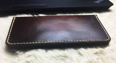 Vintage Leather Bifold Mens Long Wallet Coffee Leather Long Wallets for Men