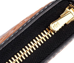 Handmade Leather Mens Clutch Wallet Cool Floral Tiger Tooled Wallet Long Zipper Wallets for Men - imessengerbags