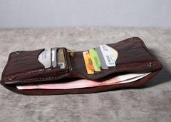 Handmade Genuine Leather Mens Cool Slim Leather Wallet Men Small Wallets Bifold for Men - imessengerbags