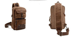 Cool Waxed Canvas Leather Mens Chest Bag Sling Bag One Shoulder Packs for men