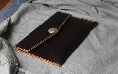Handmade Leather Mens Large Clutch Wallet Wristlet Wallet iPad Case
