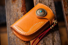 Handmade Leather Biker Mens Cool Car Key Wallet Coin Wallet Pouch Car KeyChain for Men - imessengerbags