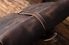 Handmade Leather Mens Cool Backpack Sling Bag Large Black Travel Bag Hiking Bag for men - imessengerbags