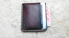 Leather Mens Slim Front Pocket Wallets Dark Brown Leather Cards Wallet for Men - imessengerbags